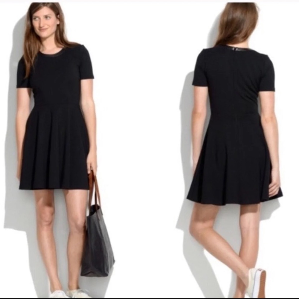 Madewell Black Leather Trim Dress
